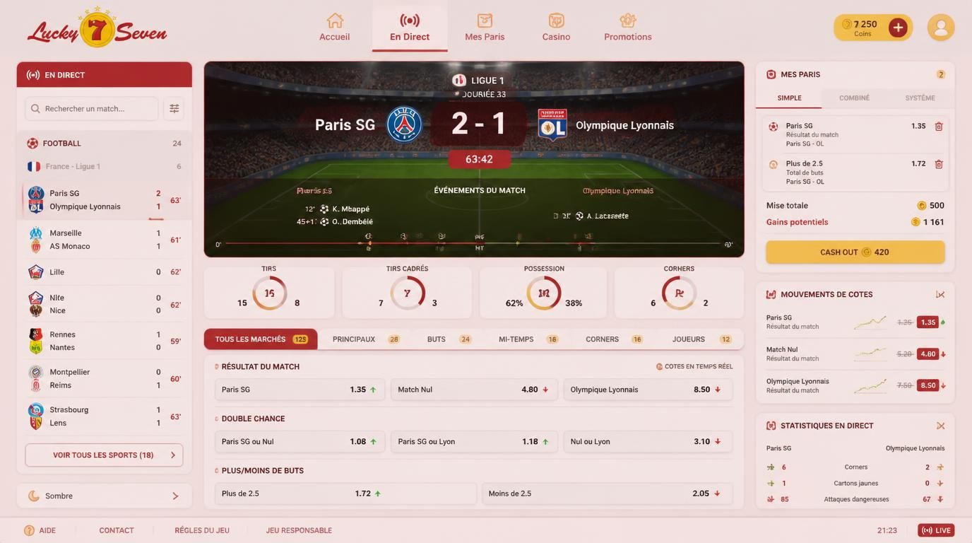 Ăcran en direct dâun match de Ligue 1 avec cotes Ă©volutives et minute Ă lâĂ©cran