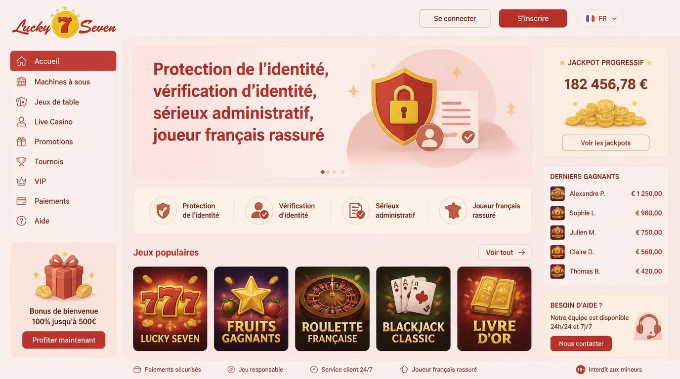 Interface dâun casino montrant un formulaire de vĂ©rification dâidentitĂ© avec drapeau français en arriĂšre-plan